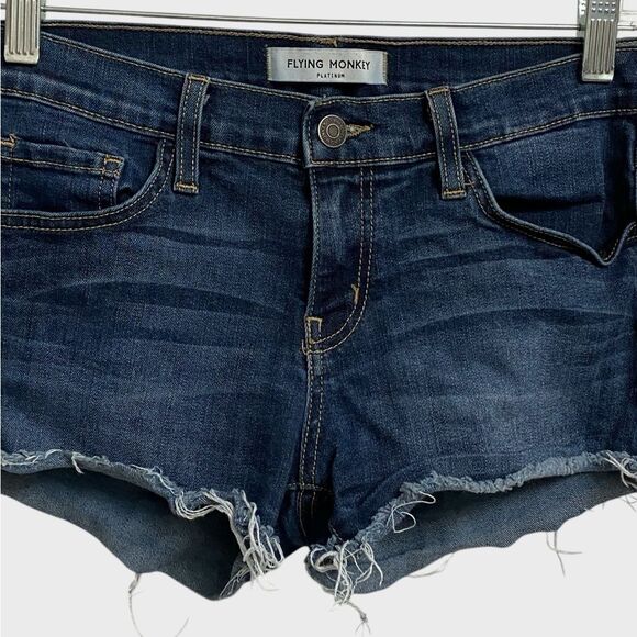 Flying Monkey Cutoff Jean Shorts Women's 27 Raw Hem Dark Wash Denim Made in USA - Picture 3 of 11